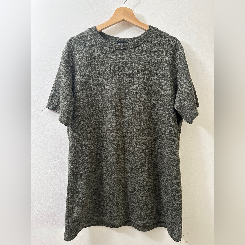 PRETTYLITTLETHING Heather Charcoal Short Sleeve Rib Tunic SIZE SMALL Tee Casual